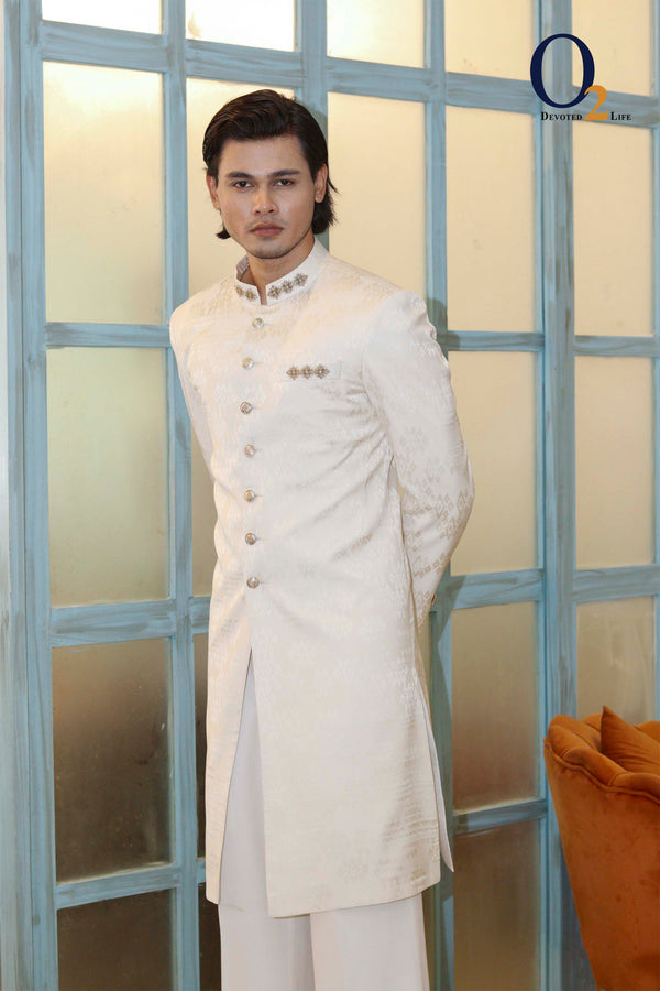 Cream Zardozi Handwork  Silk Sherwani ENVY