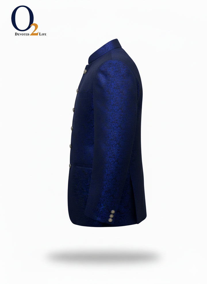 Royal Blue Textured Prince Coat ENVY