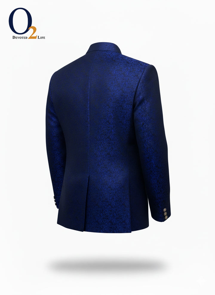 Royal Blue Textured Prince Coat ENVY