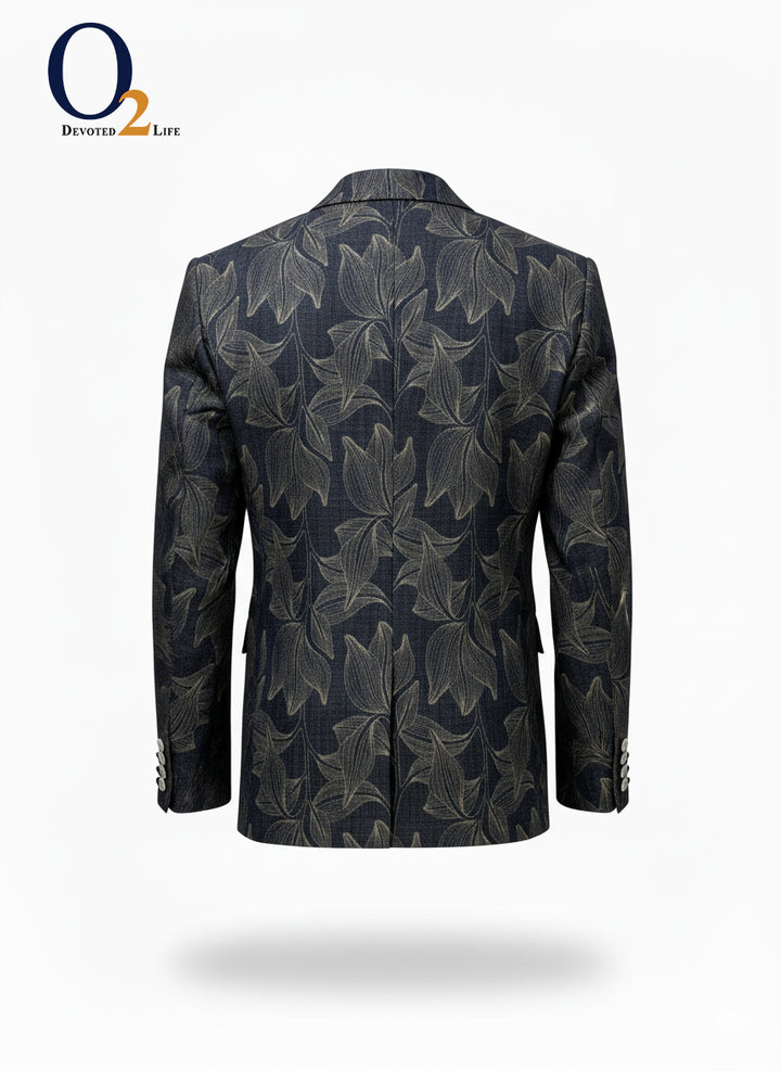 Men's Classic-Fit Jacquard Double-Breasted Peak lapel Blazer ENVY