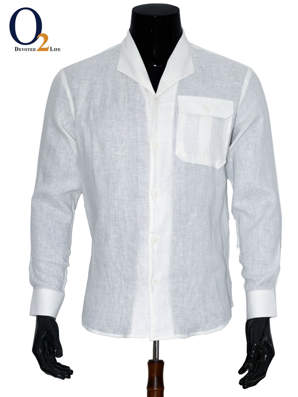 Men's White Linen Shirt o2