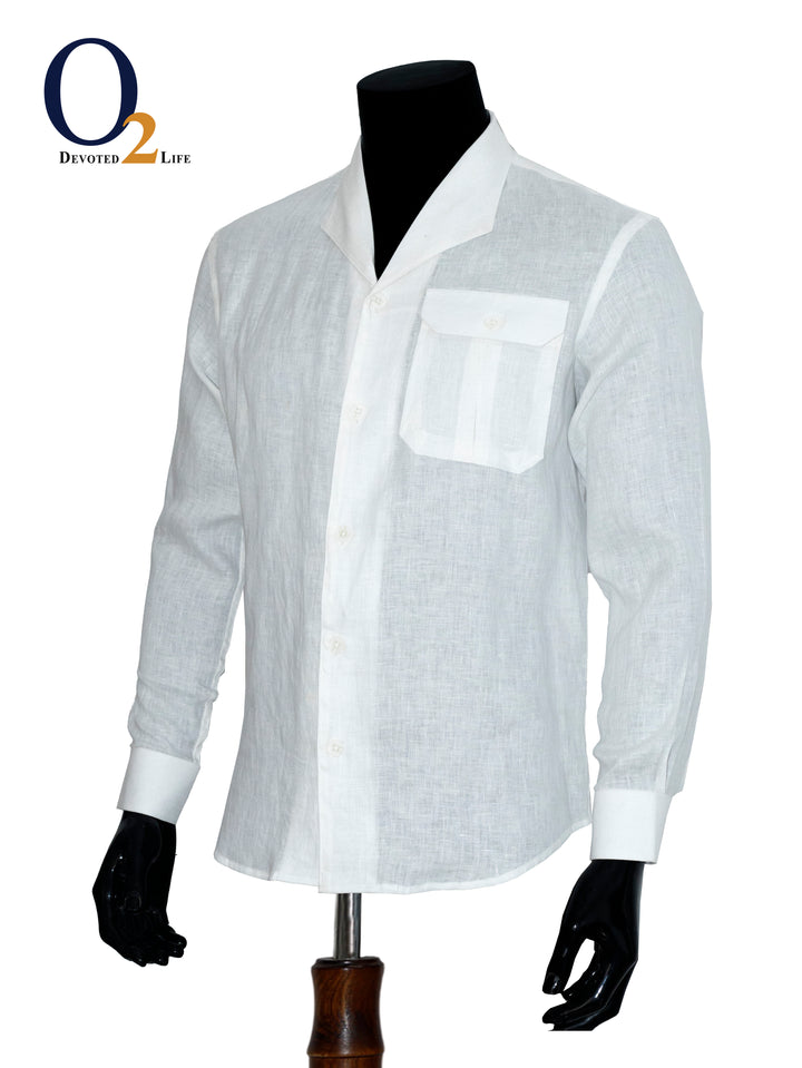 Men's White Linen Shirt o2