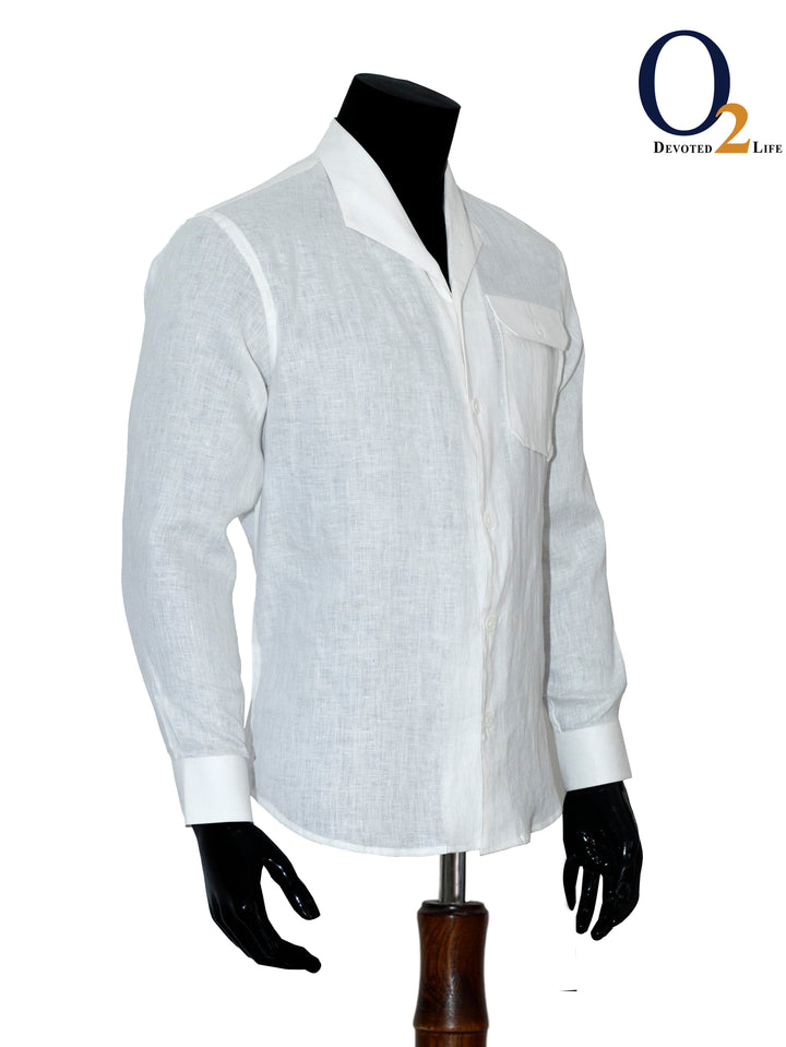 Men's White Linen Shirt o2