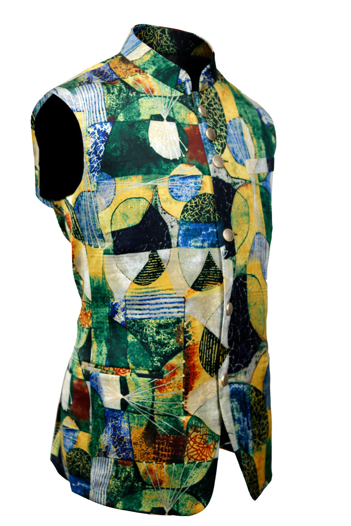 Digital Printed Art Silk Ethnic Vest ENVY
