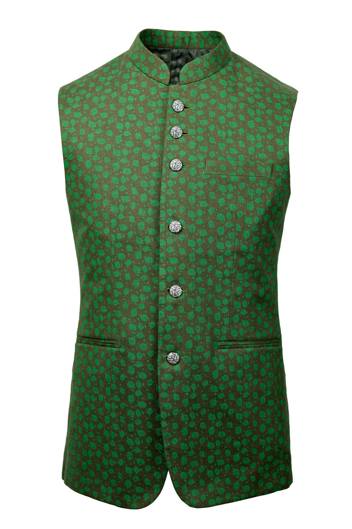 Leave style Green Ethnic Vest o2fashions