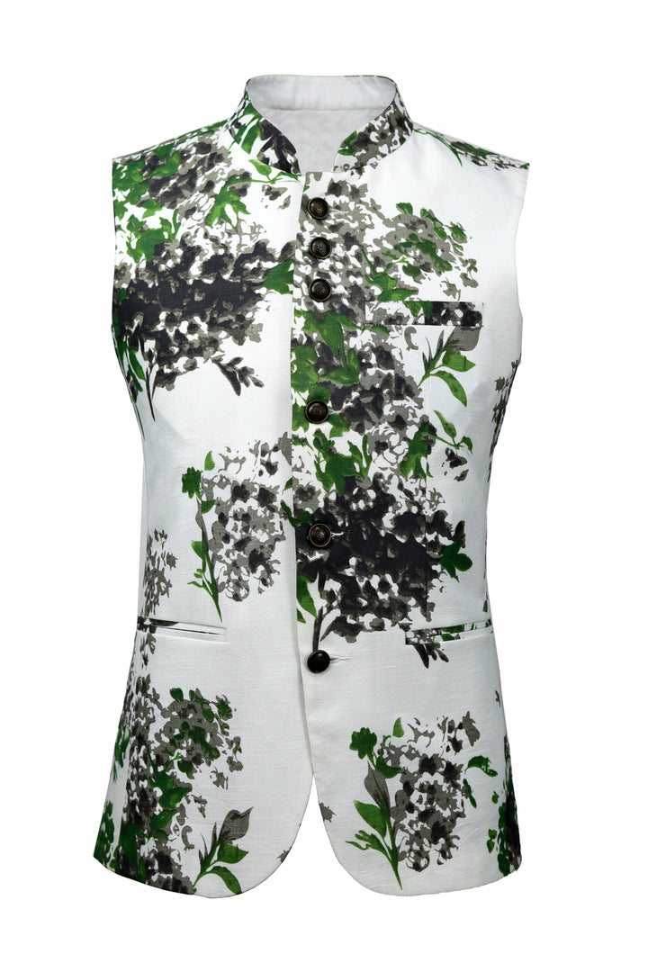 White Fleece Ethnic Vest o2fashions