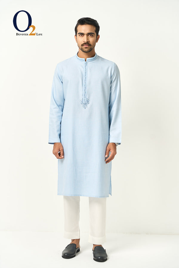 Blue LW Zardozi Classic Fit Panjabi