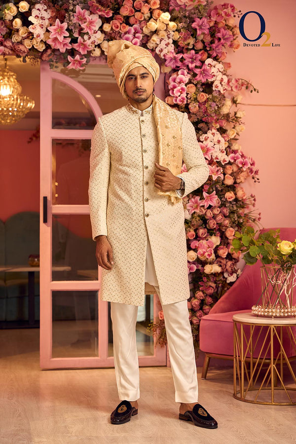 Cream Exclusive Zardozi Sherwani