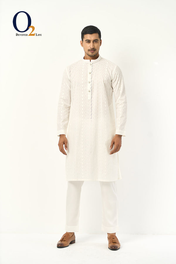 White Fa Swork Panjabi