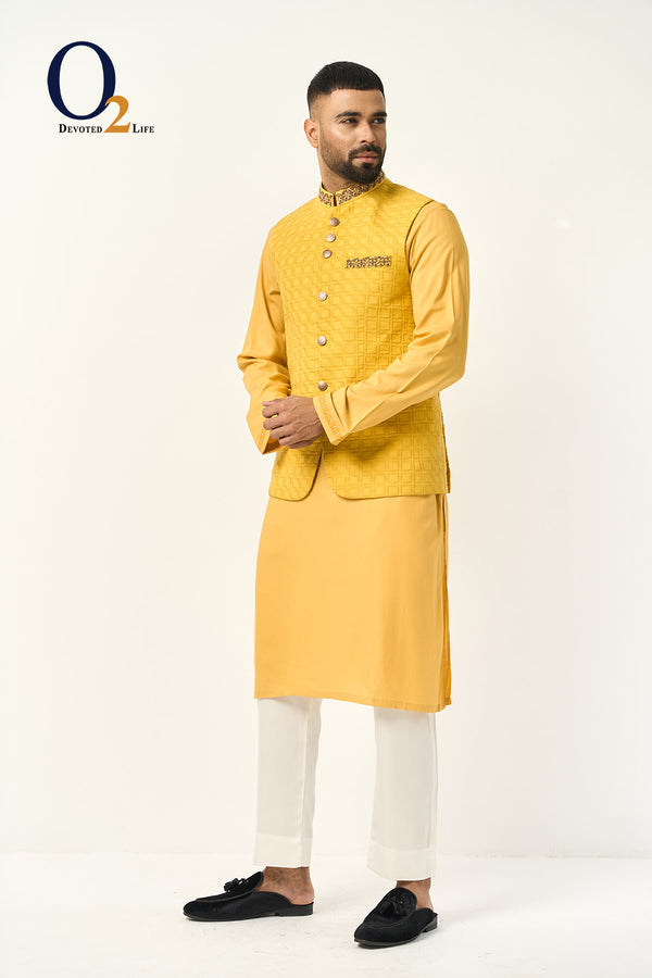 Yellow Zardozi Ethnic Vest