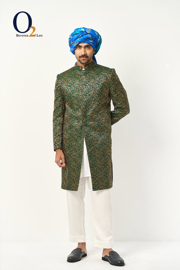 Green AO Zardozi Sherwani