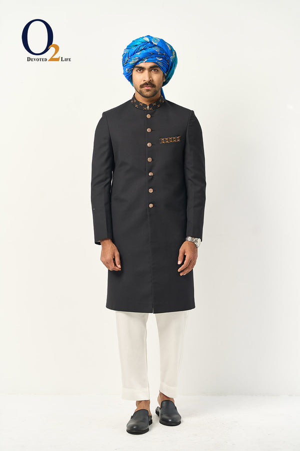 Black Zardozi Sherwani