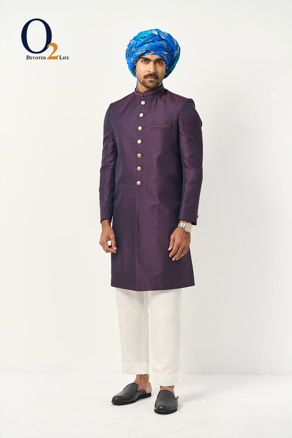 Purple Zardozi Exc Sherwani