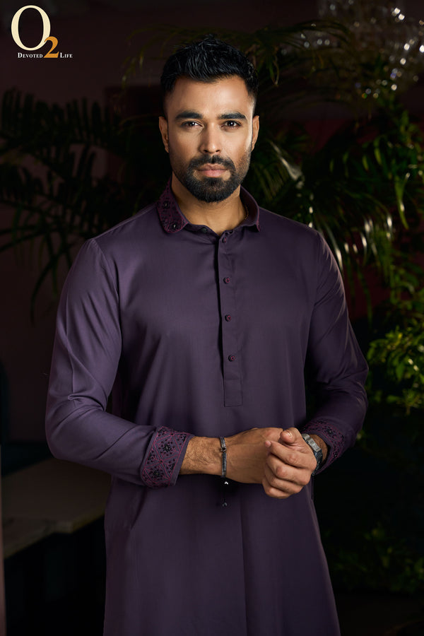 Zardozi Handwork Kabli Panjab In Purple