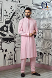 Load image into Gallery viewer, Men&#39;s Premium Linen Regular Fit Kabli Set in Pink