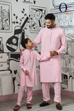 Load image into Gallery viewer, Kids Premium Linen Pink Regular Fit Kabli Set