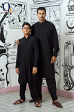 Load image into Gallery viewer, Kids Premium Linen Black Regular Fit Kabli Set