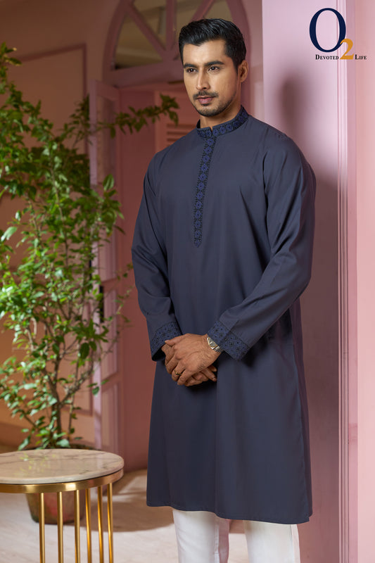 Navy zardozi handwork classic fit Panjabi