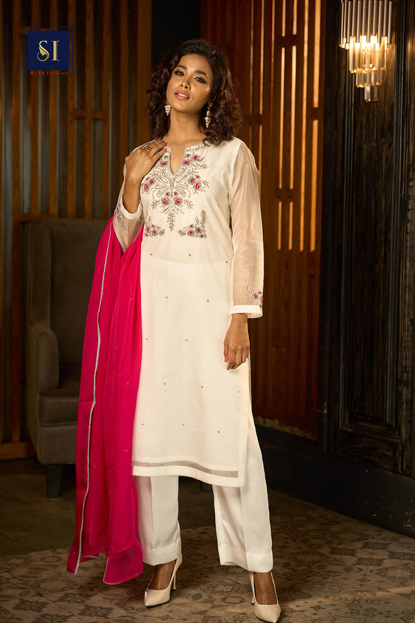 White muslin kameez