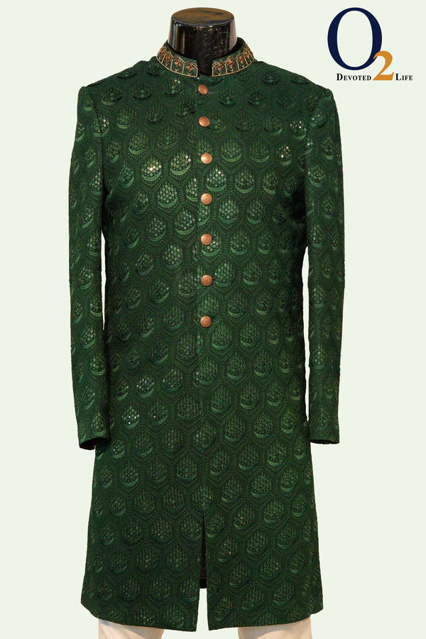 Green Zardozi Sherwani