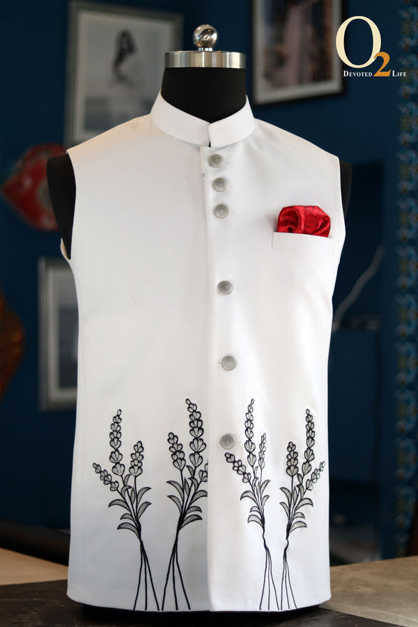 Embroidered Cotton Men Embroidery Khadi Nehru