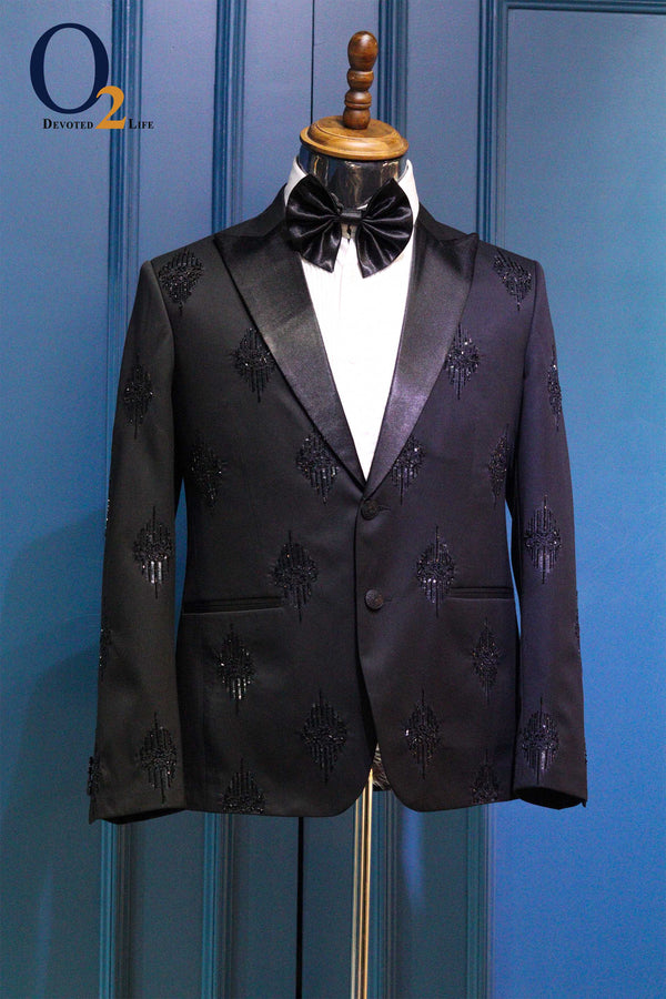 Black zardozi handwork  tuxedo blazer