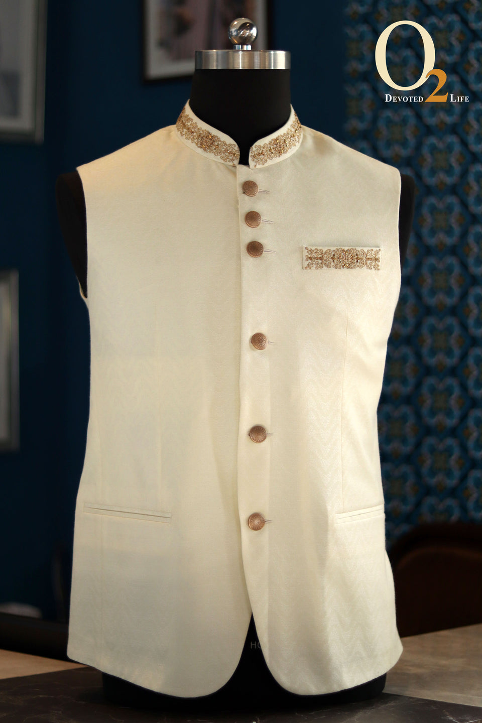 Embroidered Cotton Men Embroidery Khadi Nehru