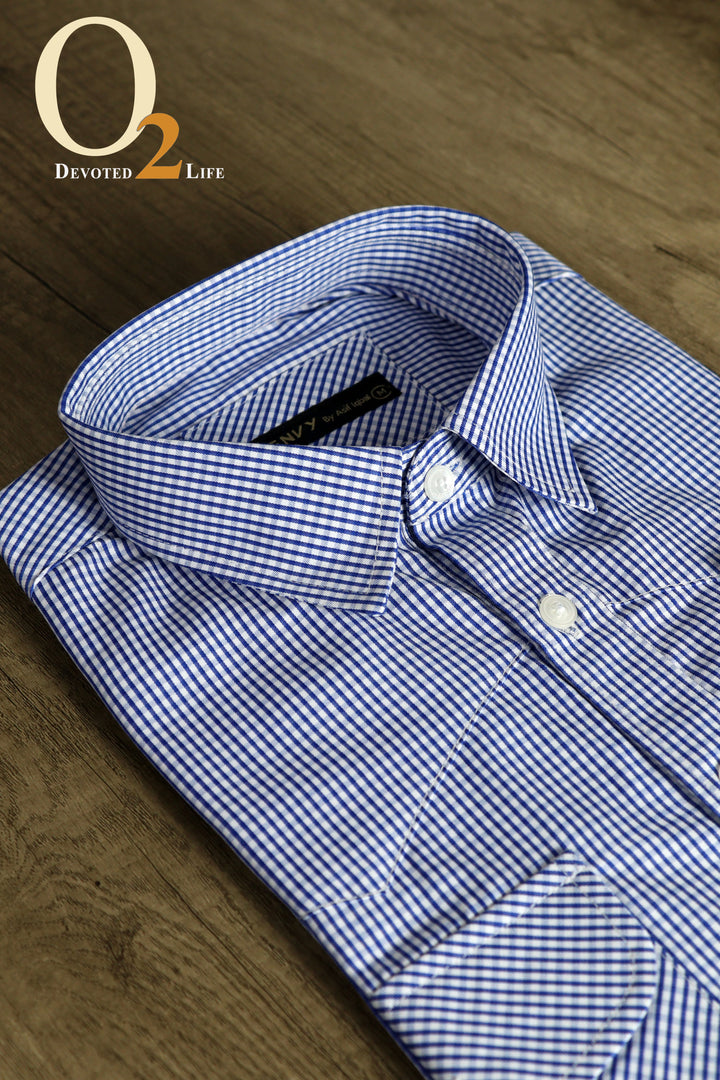 Sky Blue Check Casual Full Sleeve Shirt ENVY