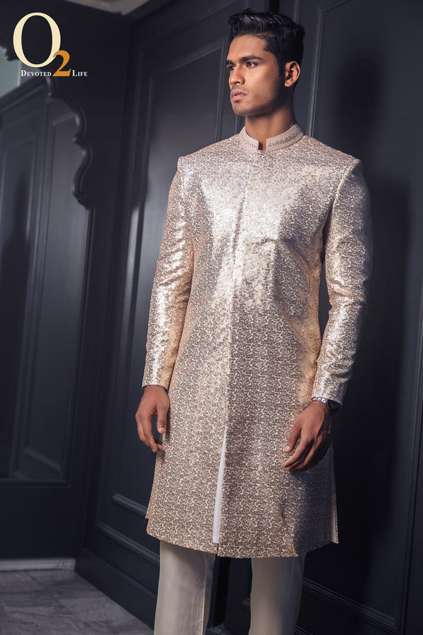 Mens wedding sherwani with Zardozi handwork