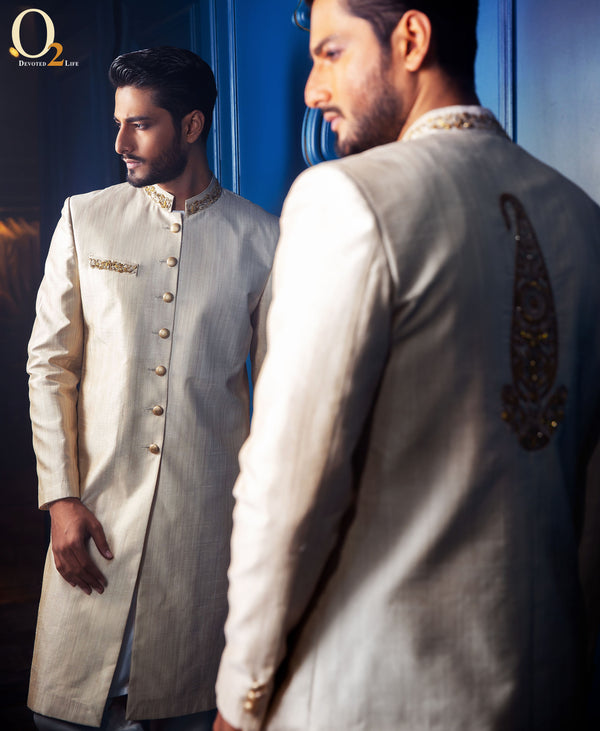 Mens Wedding Sherwani With Zardozi Handwork