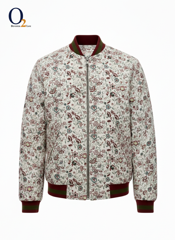 Floral Print Band-Collar Bomber Jacket ENVY
