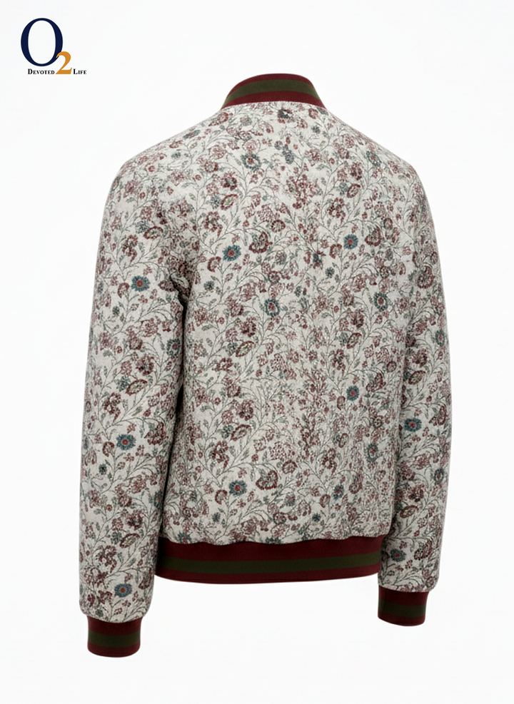 Floral Print Band-Collar Bomber Jacket ENVY