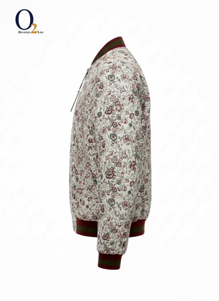 Floral Print Band-Collar Bomber Jacket ENVY