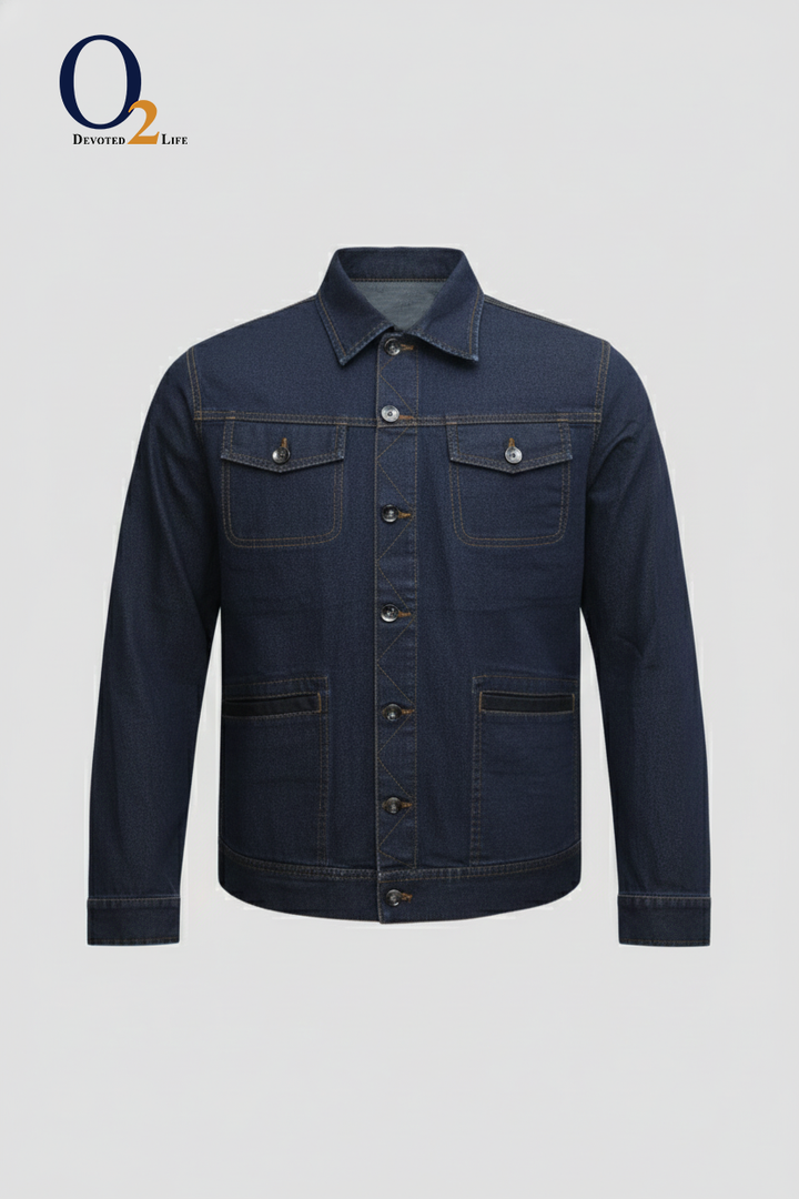 Dark Blue Raw Denim Jacket o2fashions