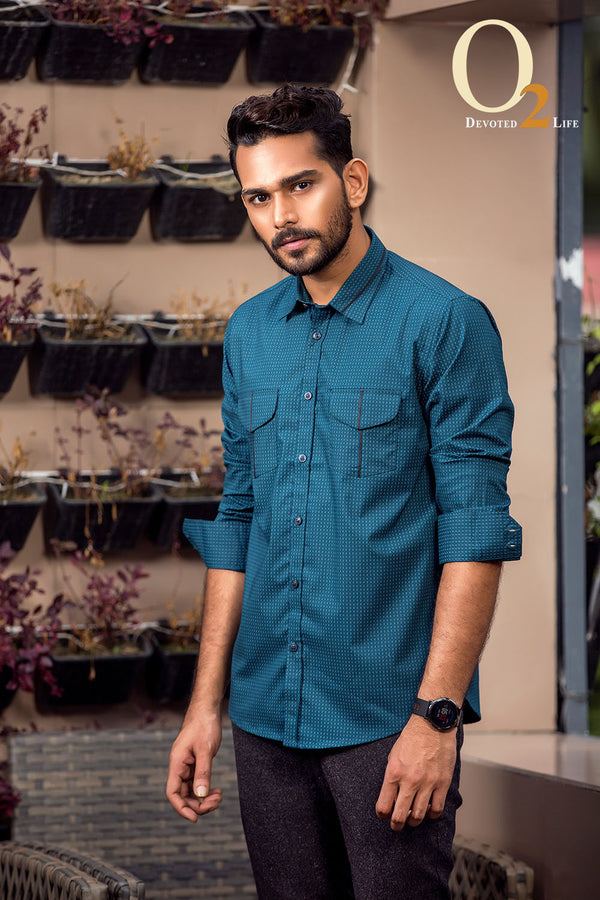 Winter shirts for men casual Sea Green