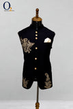 Load image into Gallery viewer, Embroidered Jawahar cut Ethnic Vest In Navy Blue