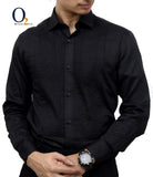Load image into Gallery viewer, Black Cotton Pleated Tuxedo Shirt