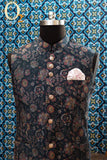 Load image into Gallery viewer, Digital Printed Art Silk Ethnic Vest in Navy