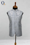 Load image into Gallery viewer, Men Grey Embro handwork Slim Fit Party Vest