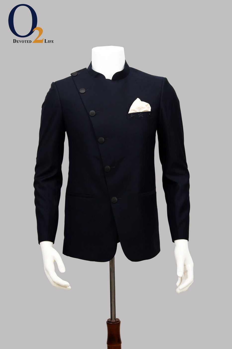 Side cut zardozi work prince coat in black