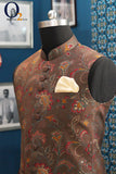 Load image into Gallery viewer, Digital Printed Art Silk Ethnic Vest in Grey