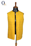 Yellow Zardozi handwork open long vest