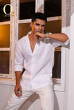 Load image into Gallery viewer, LONG SLEEVE REVERE SHIRT LINEN LOOK &amp; SHORT