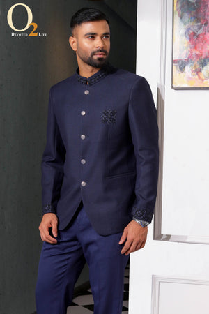 Baroque prince suit, blue frock coat with embroidery Mario Moyano 1301